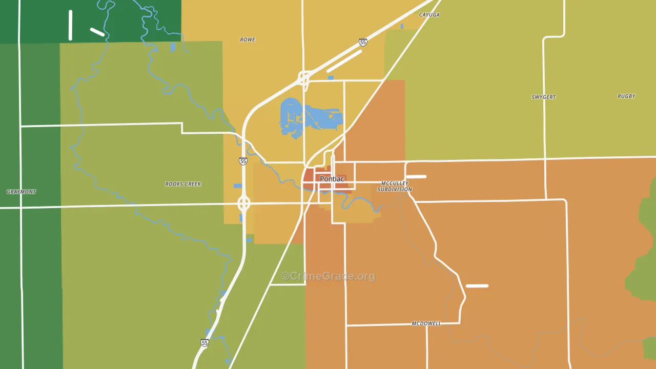 Pontiac, IL Map of Vandalism Rates