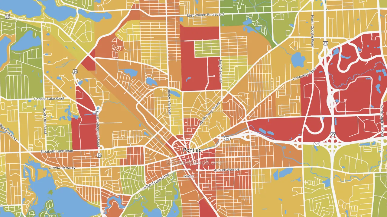 Pontiac, MI Map of Vandalism Rates