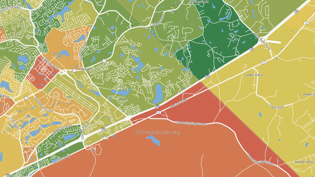 Pontiac, SC Map of Vandalism Rates