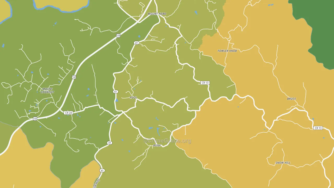 Pool, WV Map of Vandalism Rates