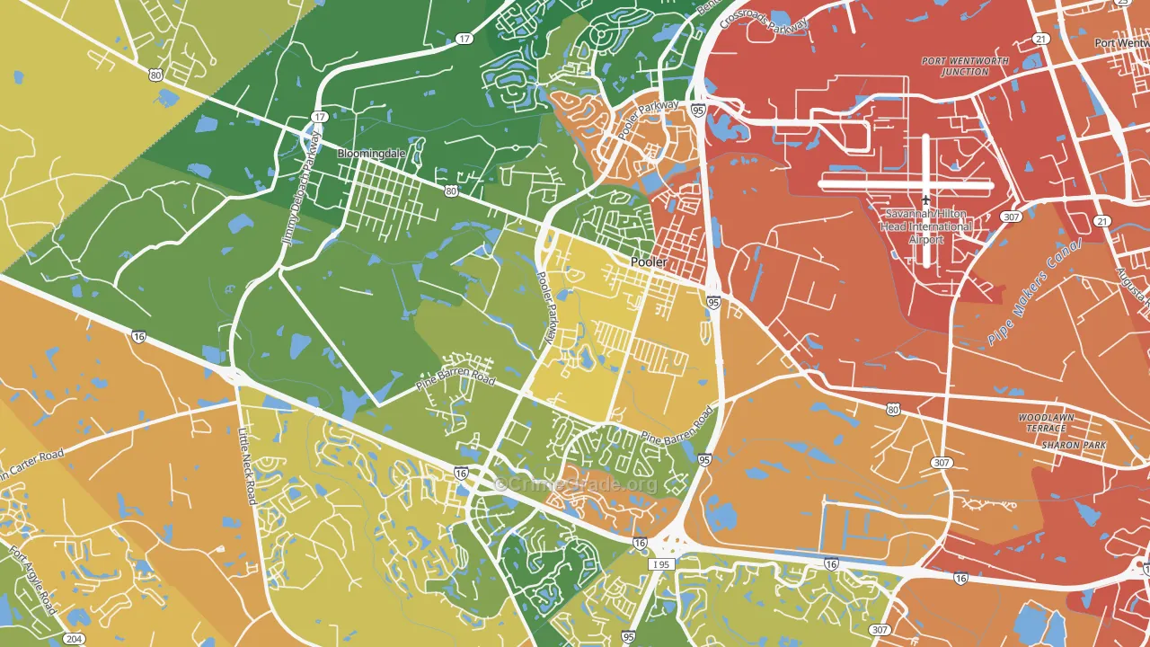 Pooler, GA Map of Vandalism Rates