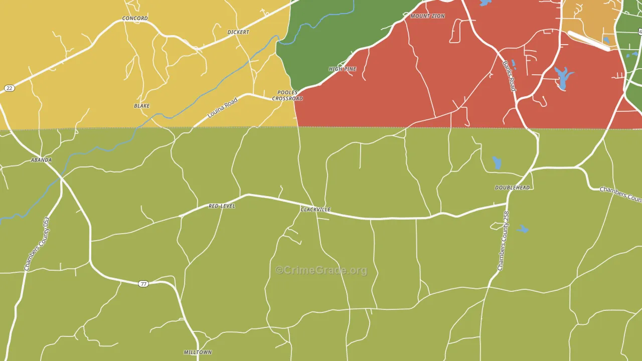 Pooles Crossroad, AL Map of Vandalism Rates
