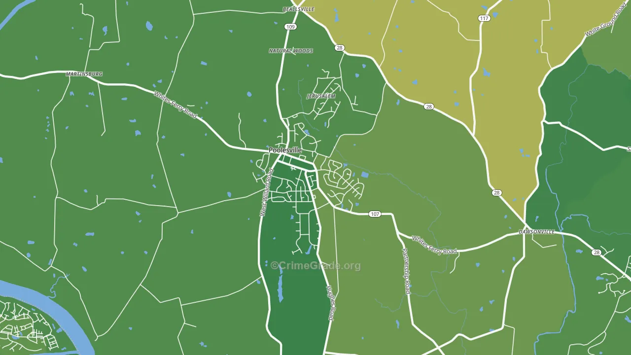 Poolesville, MD Map of Vandalism Rates