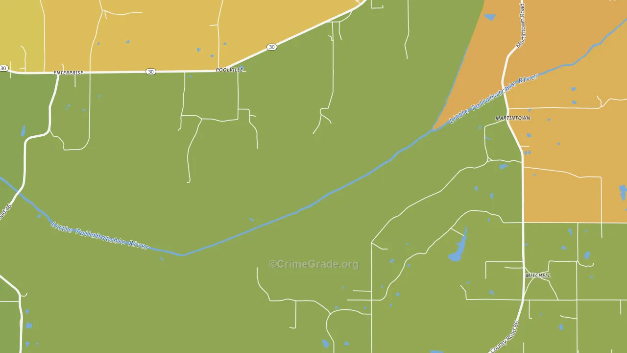Poolville, MS Map of Vandalism Rates