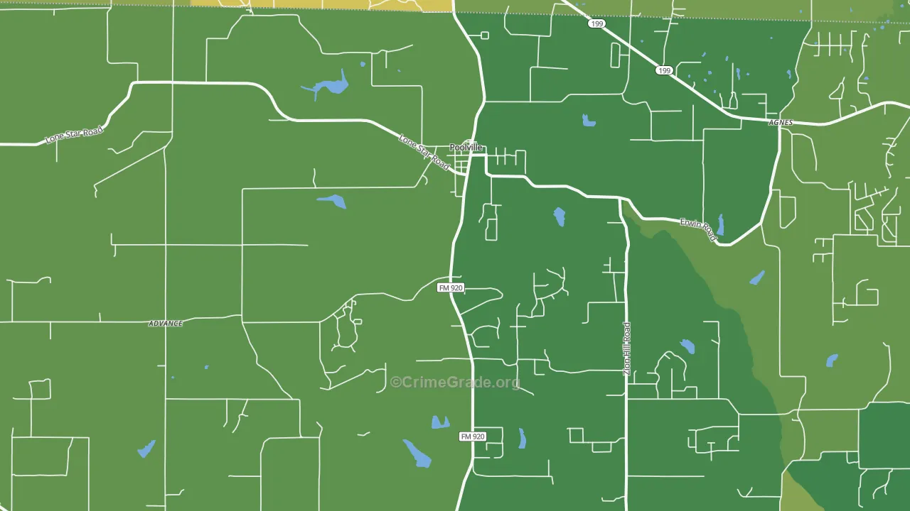 Poolville, TX Map of Vandalism Rates
