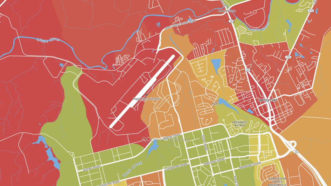 Pope Air Force Base, NC Map of Vandalism Rates