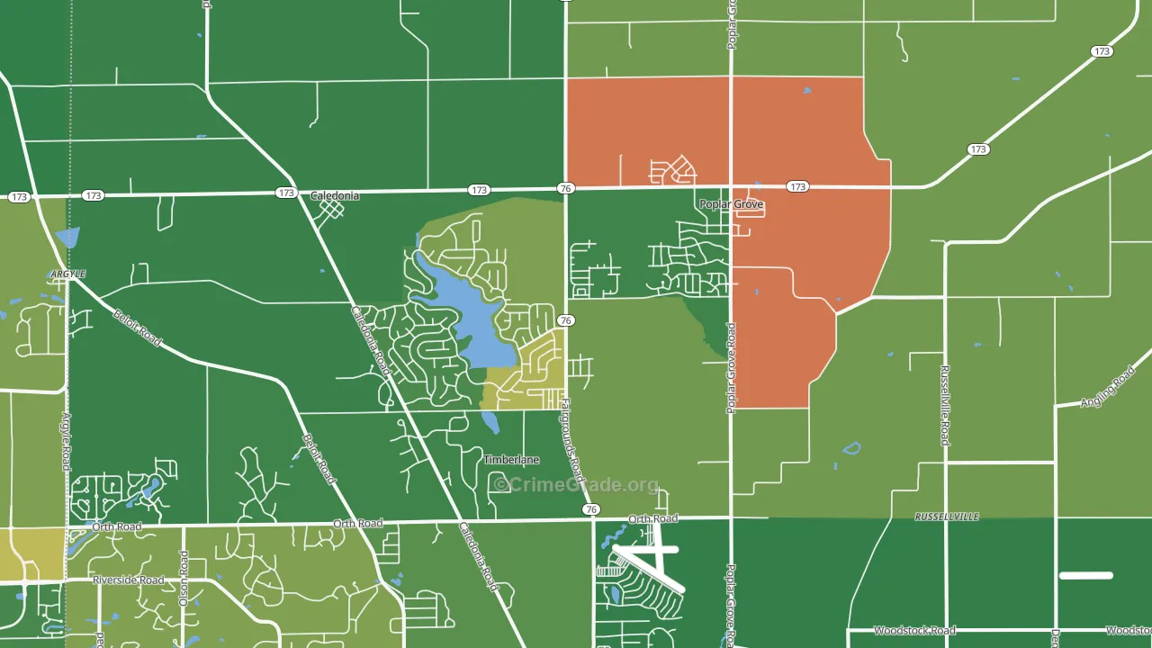 Poplar Grove, IL Map of Vandalism Rates