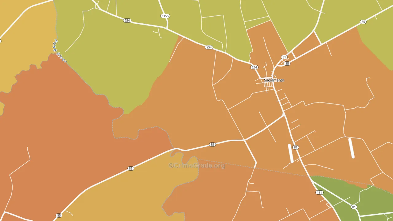 Poplar Grove, KY Map of Vandalism Rates