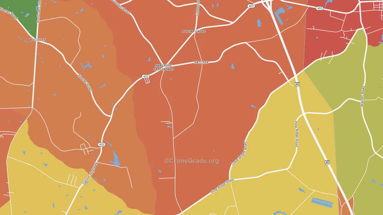 Poplar Grove, NC Map of Vandalism Rates