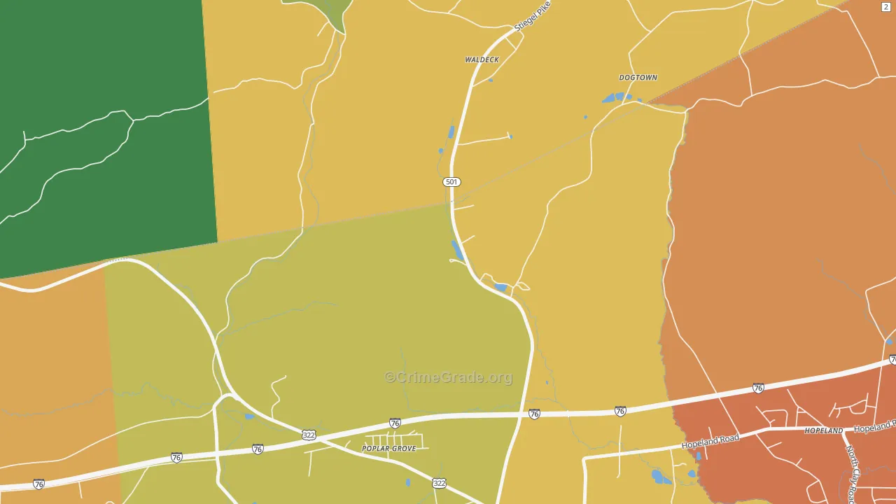 Poplar Grove, PA Map of Vandalism Rates