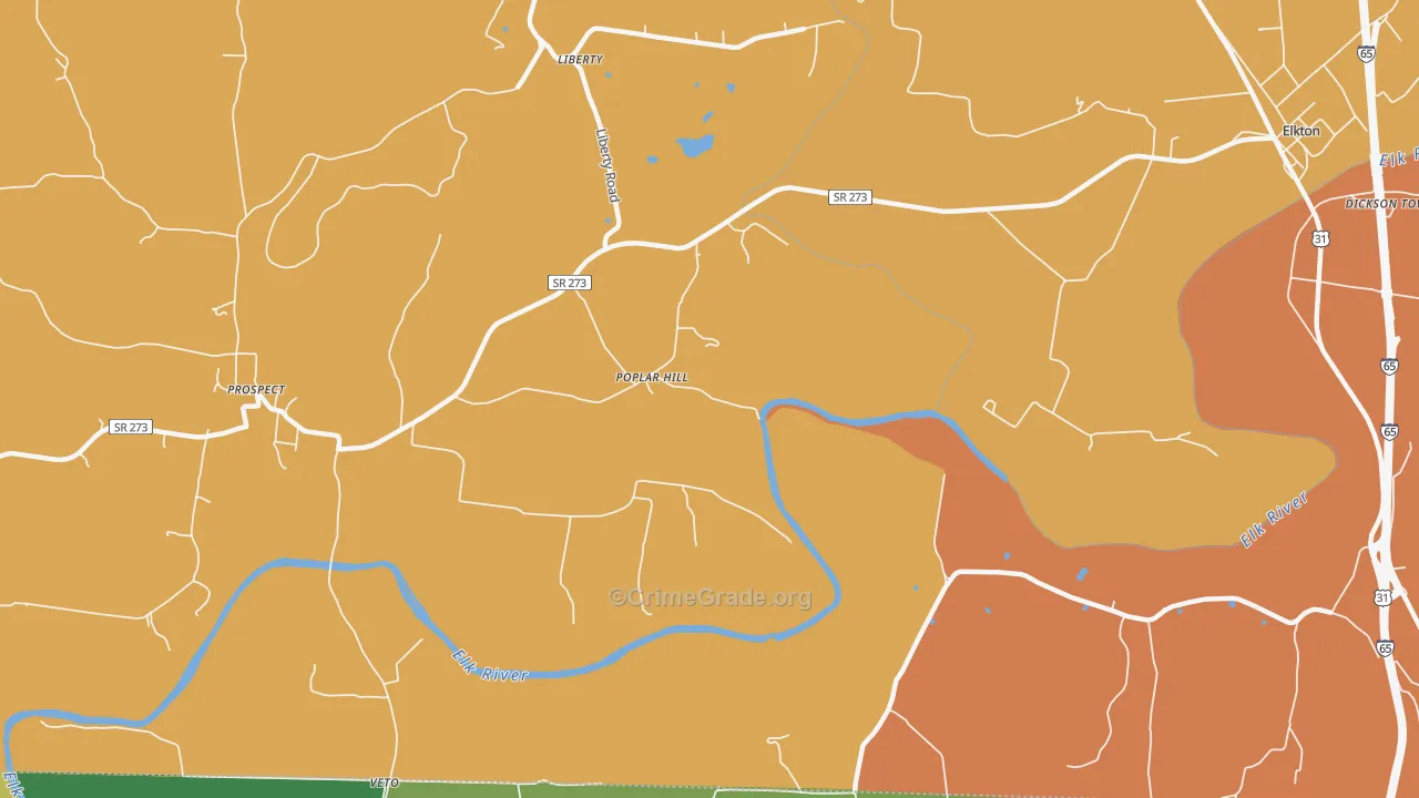 Poplar Hill, TN Map of Vandalism Rates