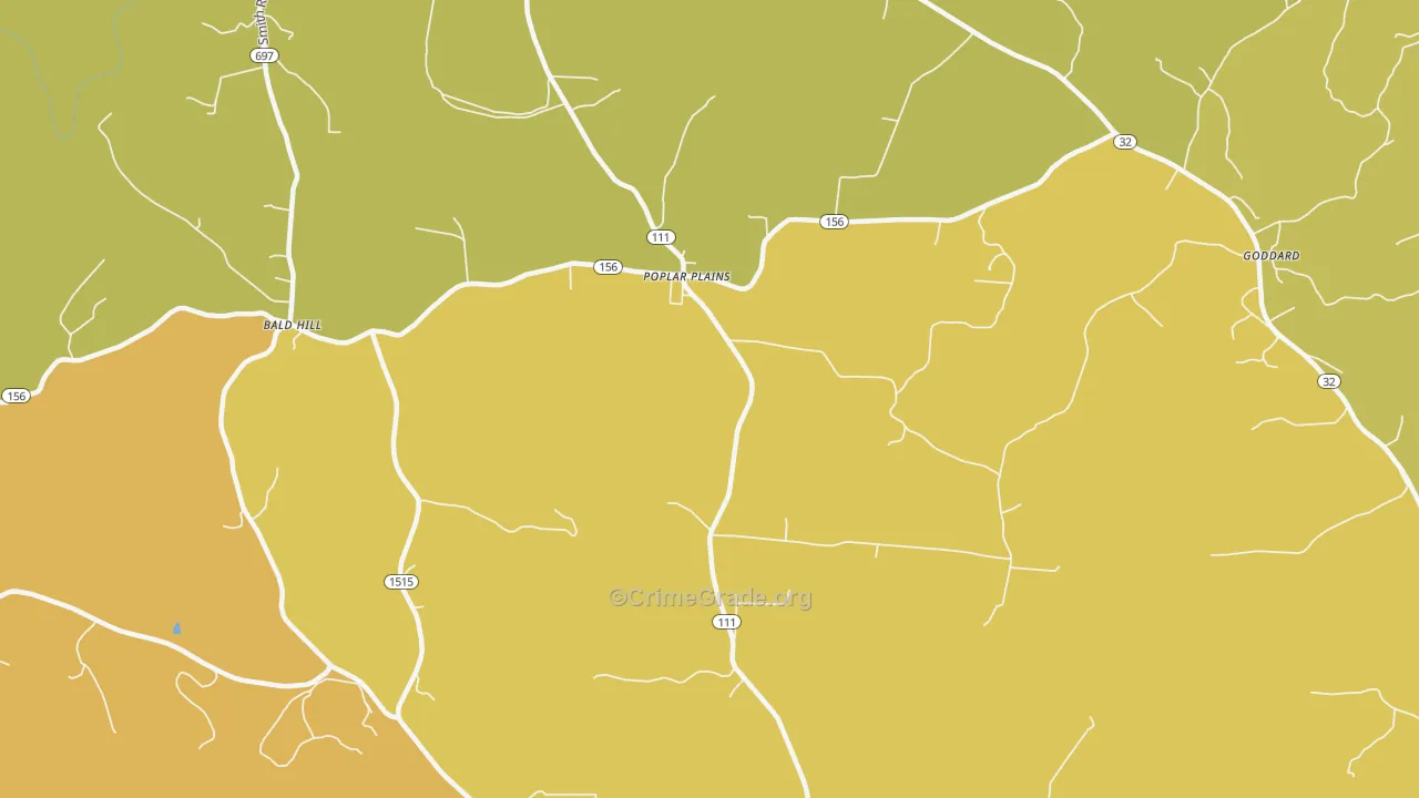 Poplar Plains, KY Map of Vandalism Rates
