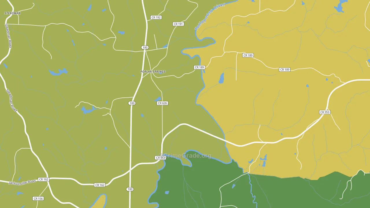 Poplar Springs, GA Map of Vandalism Rates