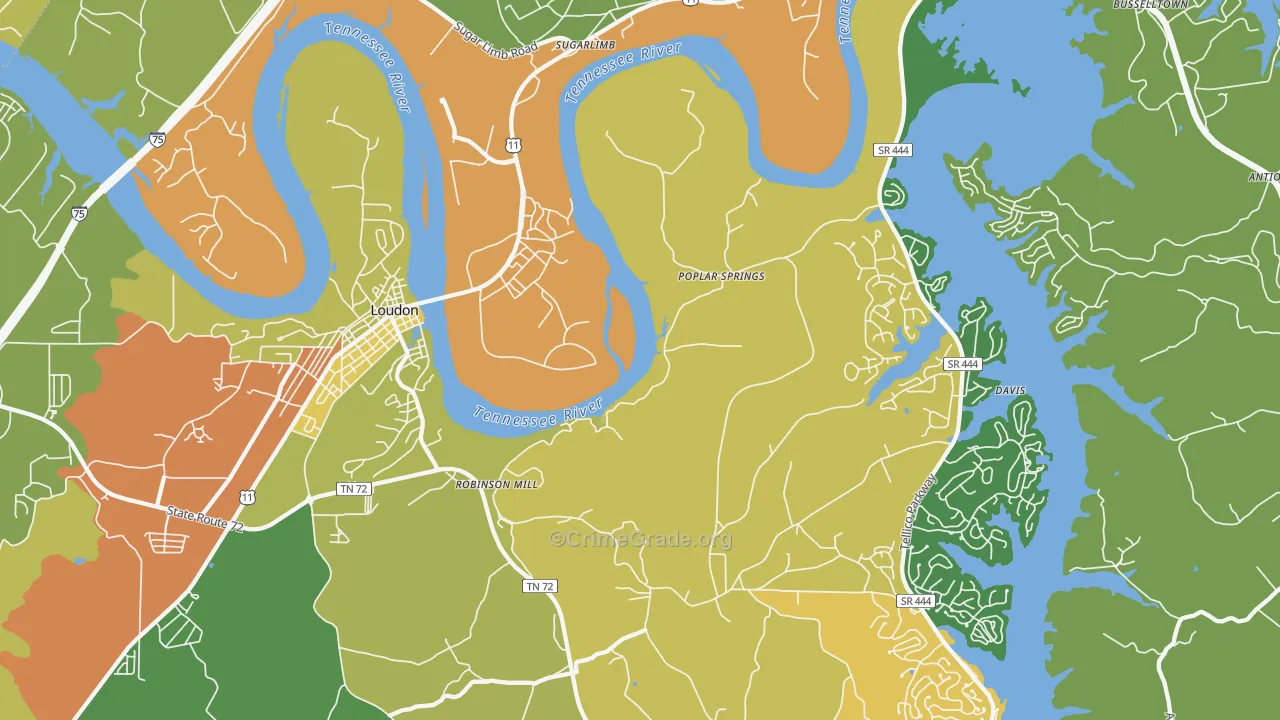 Poplar Springs, TN Map of Vandalism Rates