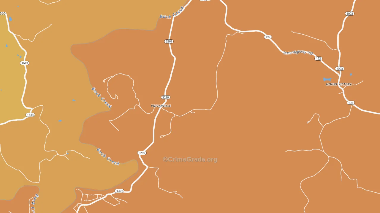 Poplarville, KY Map of Vandalism Rates