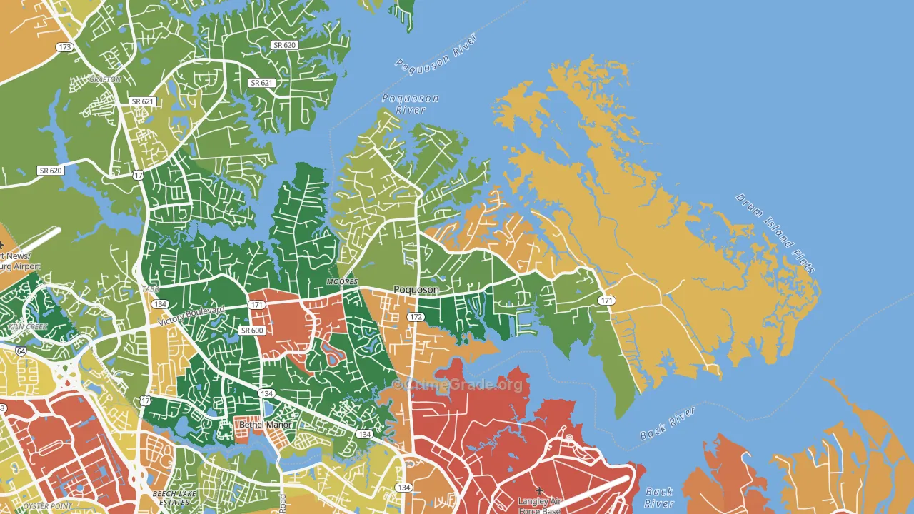 Poquoson, VA Map of Vandalism Rates