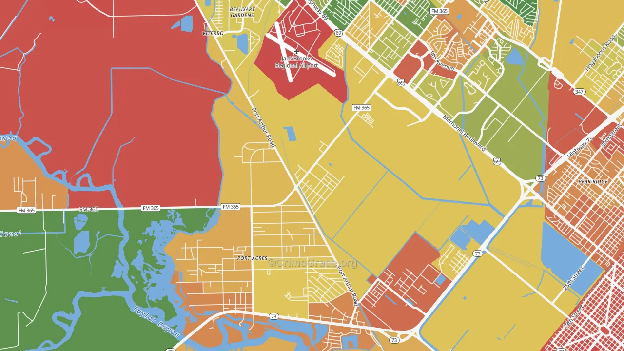 Port Acres, TX Map of Vandalism Rates