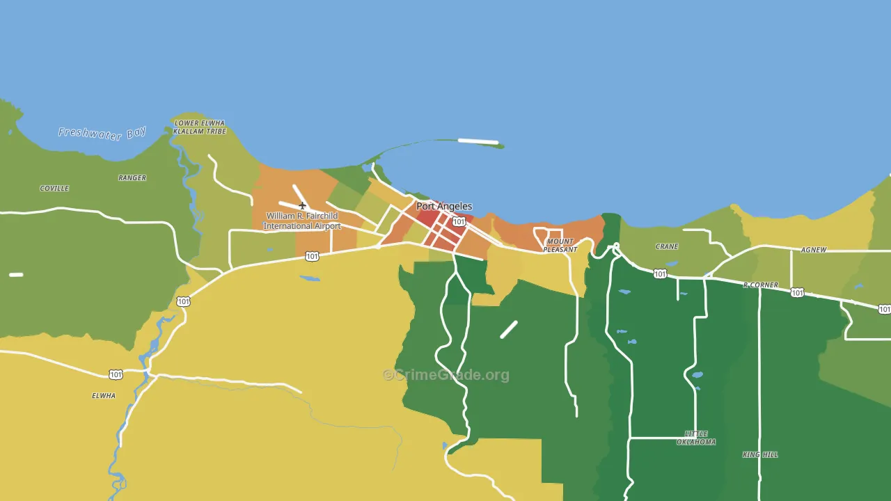Port Angeles, WA Map of Vandalism Rates