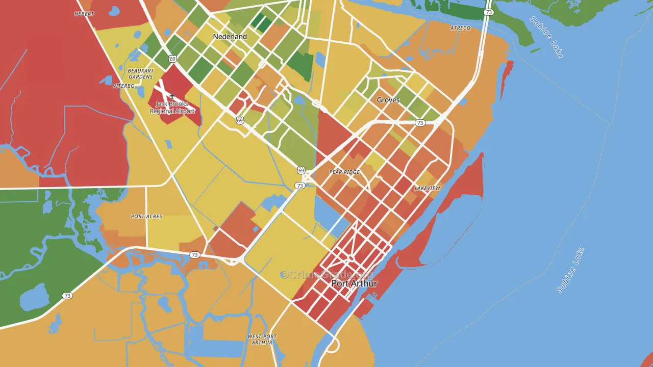 Port Arthur, TX Map of Vandalism Rates