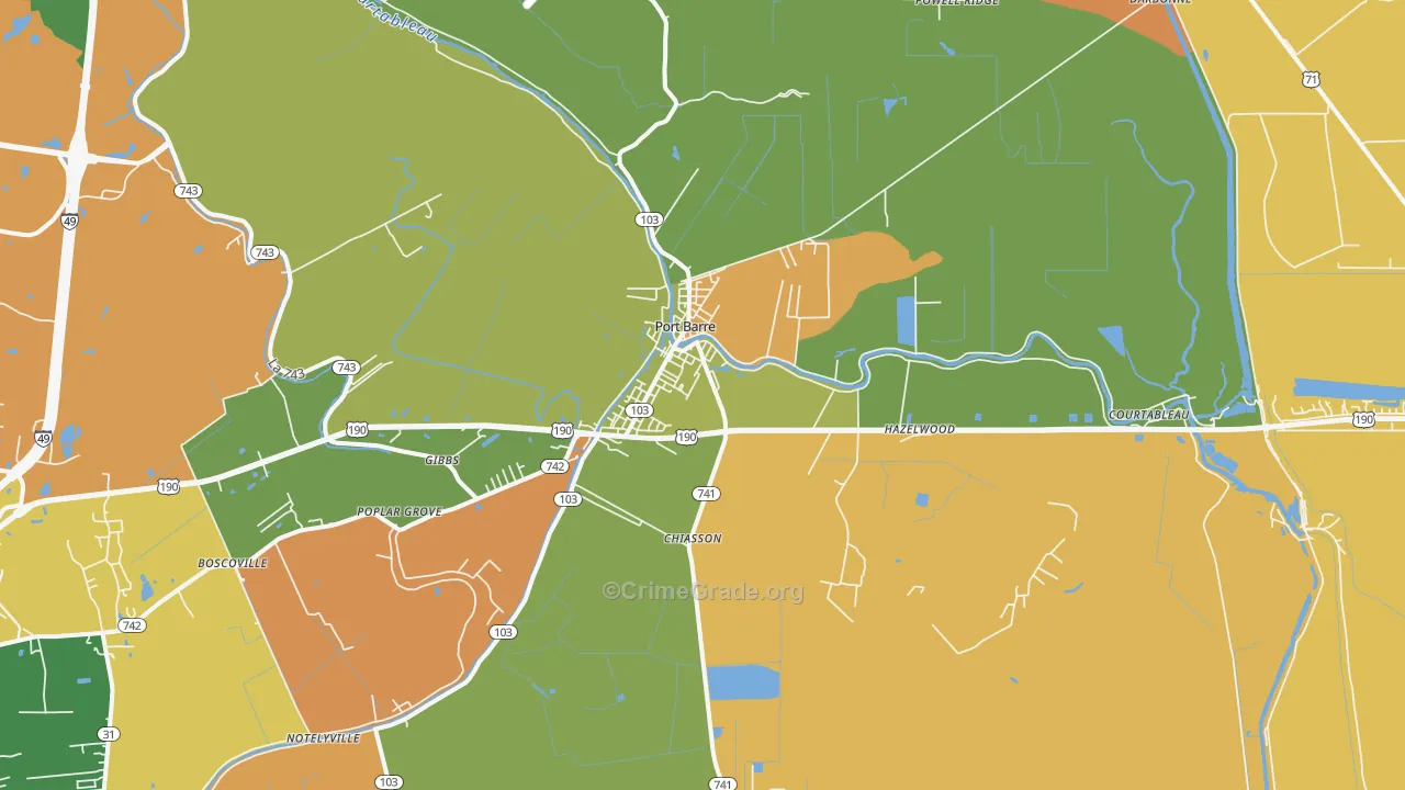 Port Barre, LA Map of Vandalism Rates