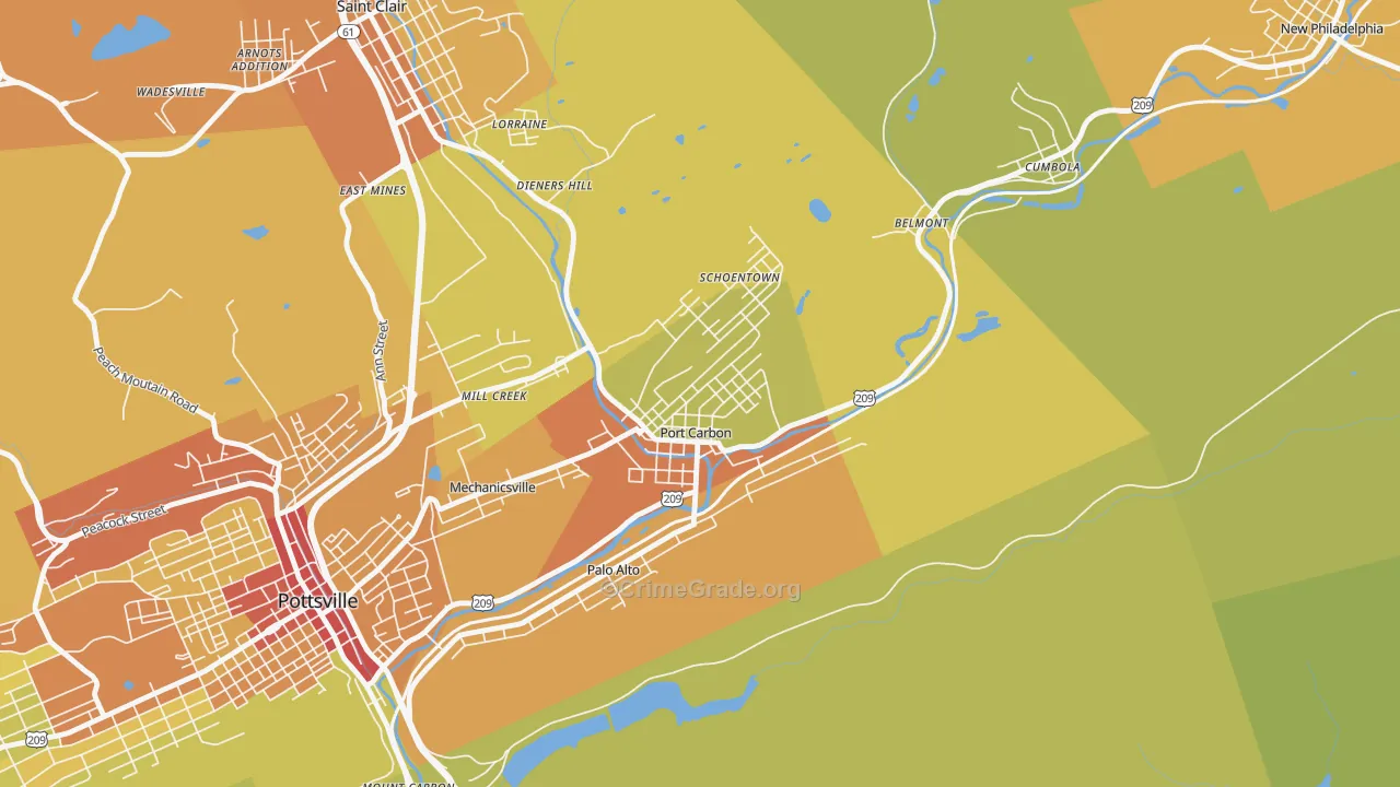 Port Carbon, PA Map of Vandalism Rates