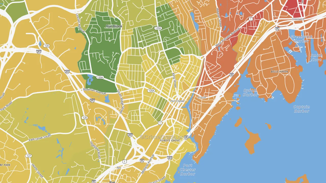 Port Chester, NY Map of Vandalism Rates