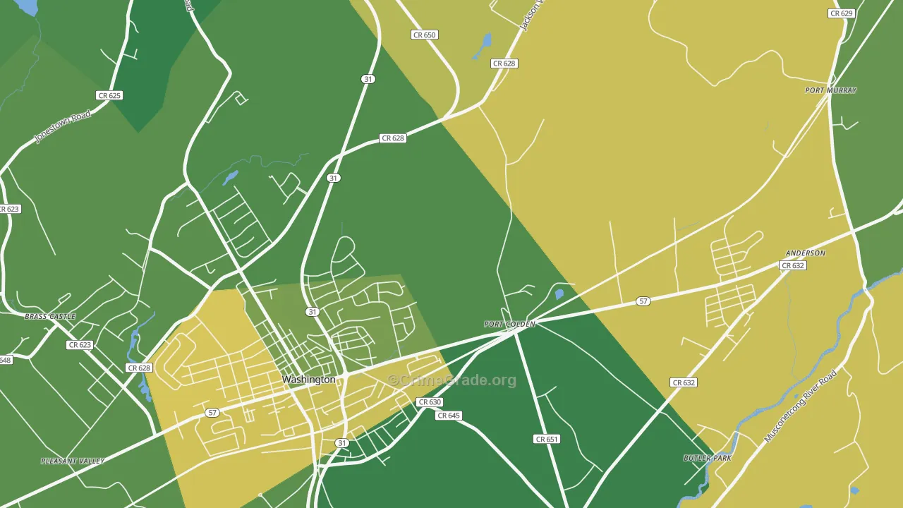 Port Colden, NJ Map of Vandalism Rates