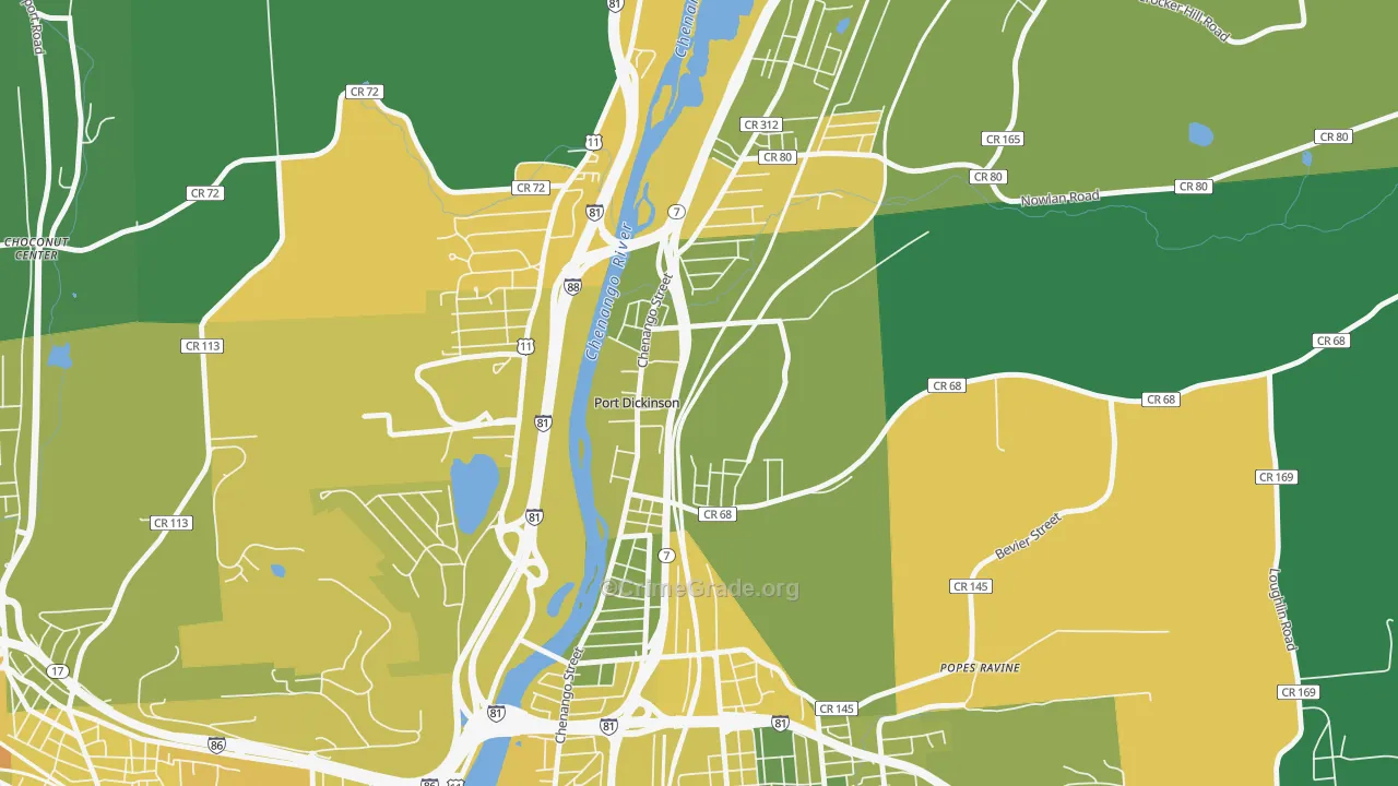 Port Dickinson, NY Map of Vandalism Rates