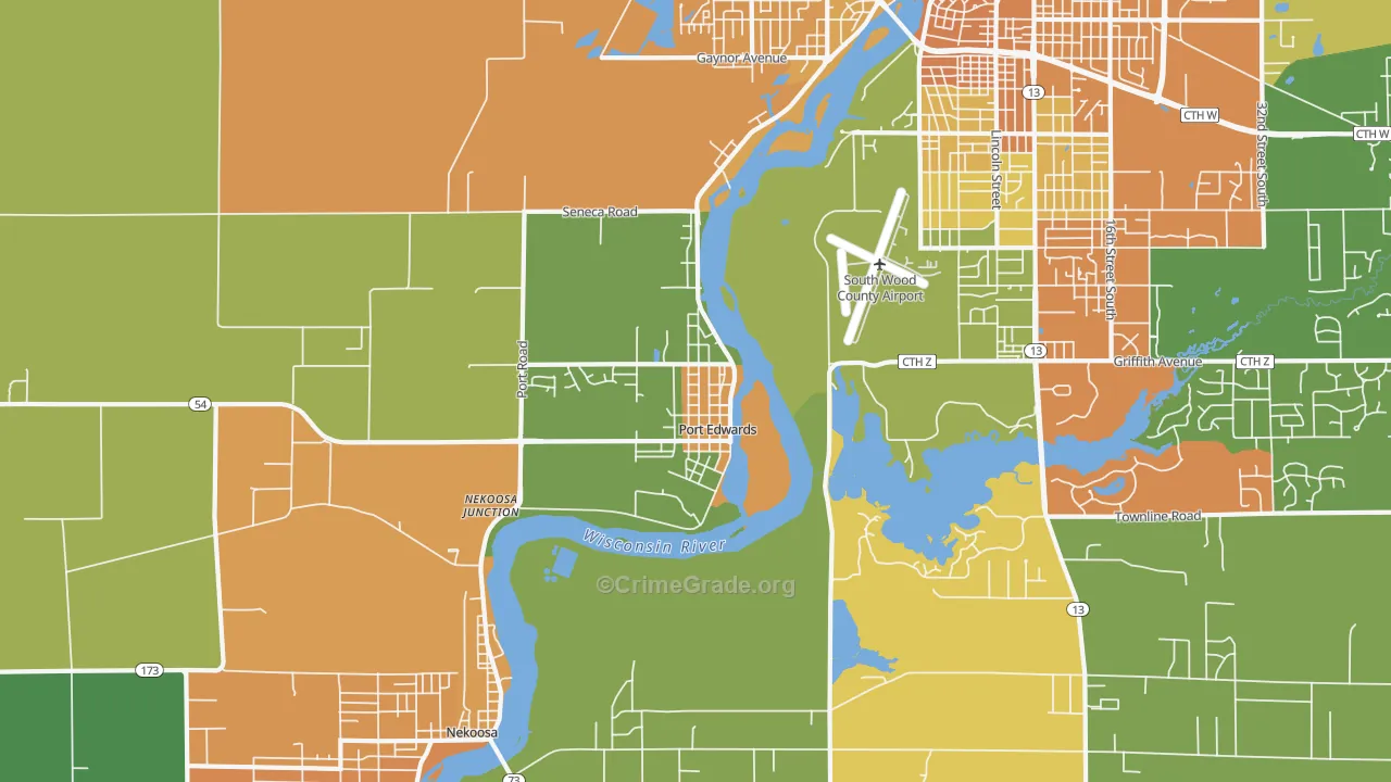 Port Edwards, WI Map of Vandalism Rates