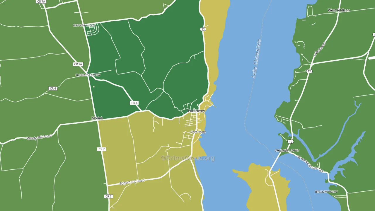 Port Henry, NY Map of Vandalism Rates