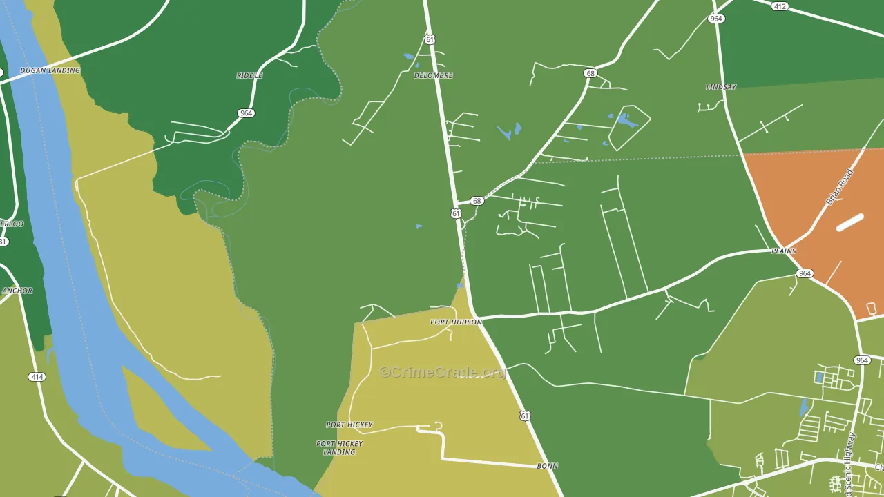 Port Hudson, LA Map of Vandalism Rates