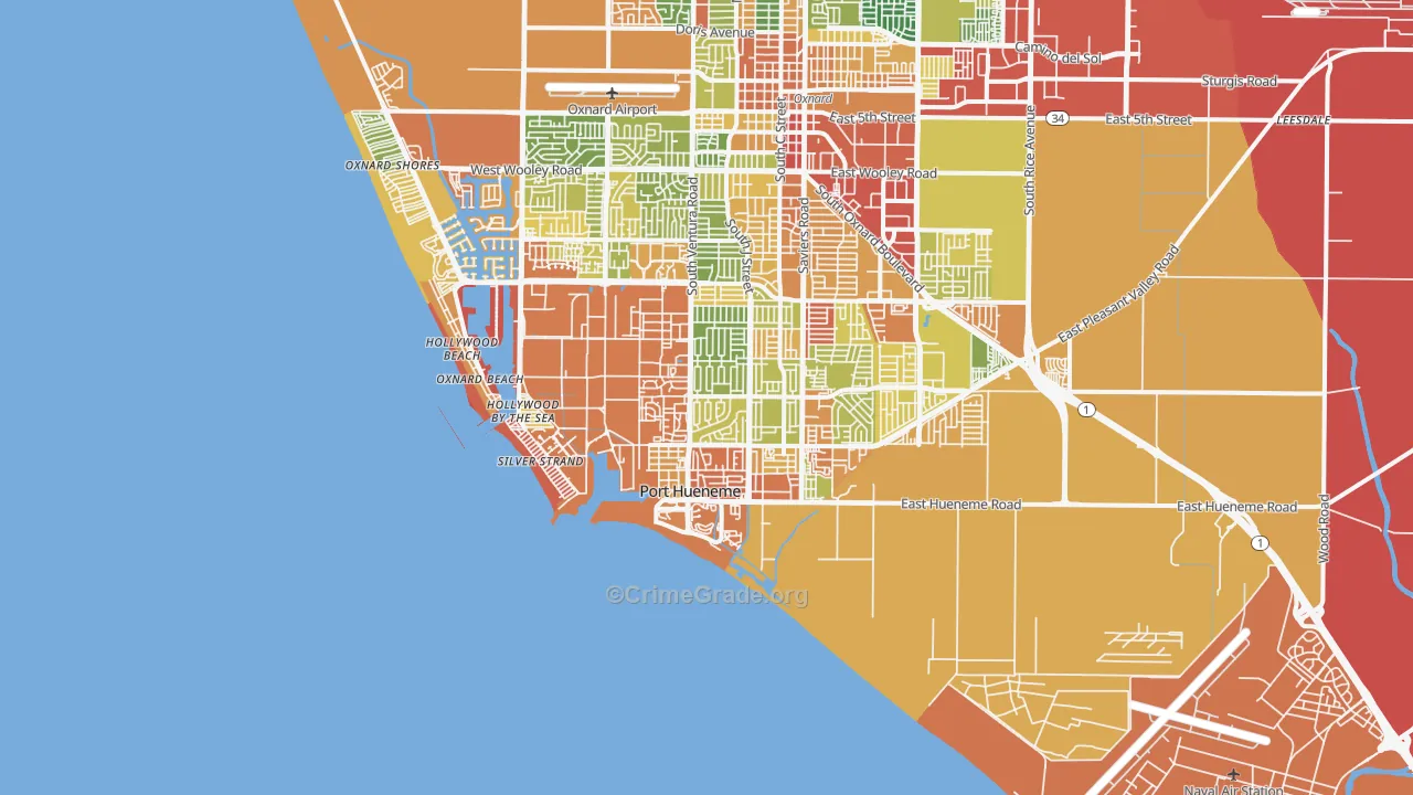 Port Hueneme, CA Map of Vandalism Rates