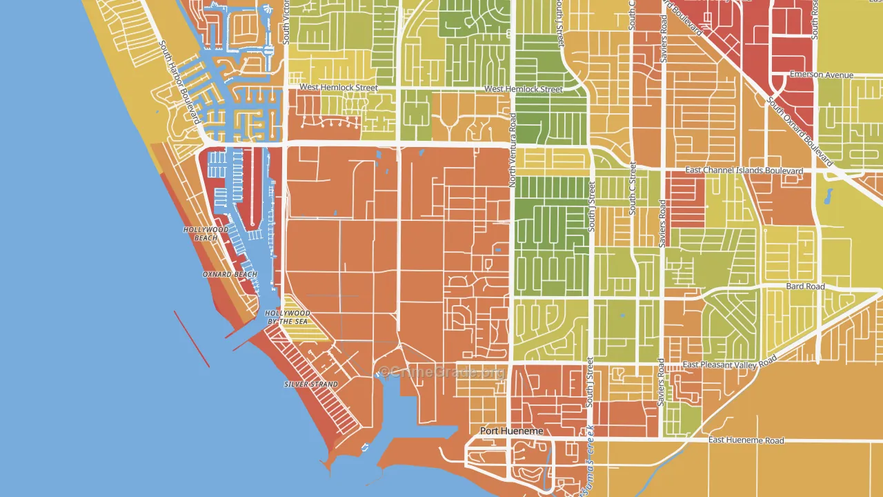 Port Hueneme Cbc Base, CA Map of Vandalism Rates