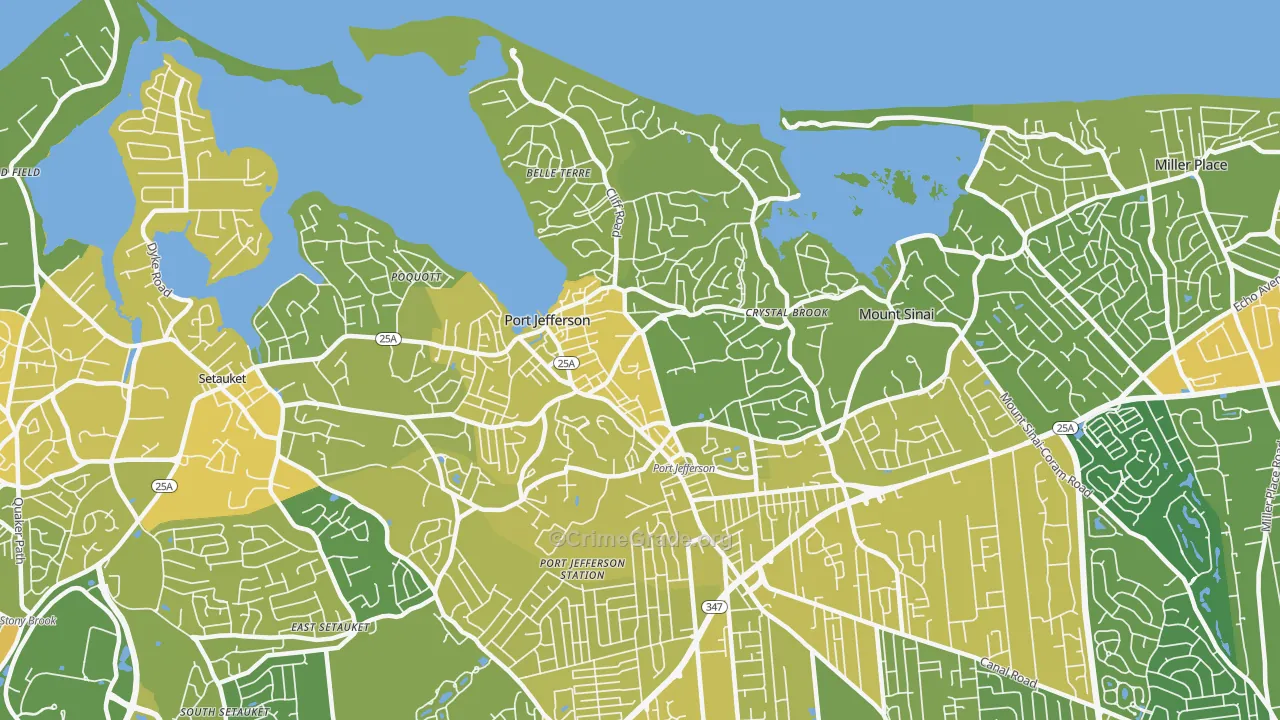 Port Jefferson, NY Map of Vandalism Rates