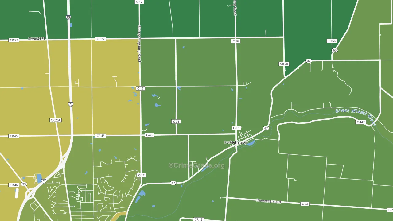Port Jefferson, OH Map of Vandalism Rates
