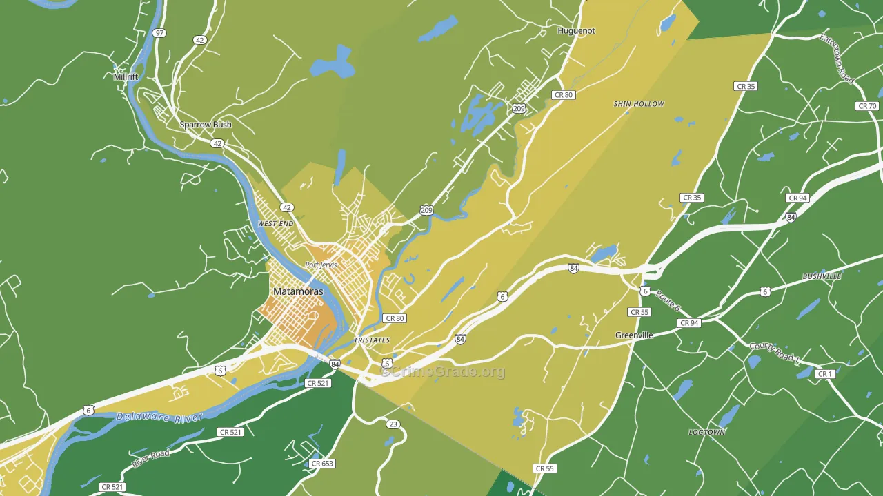Port Jervis, NY Map of Vandalism Rates