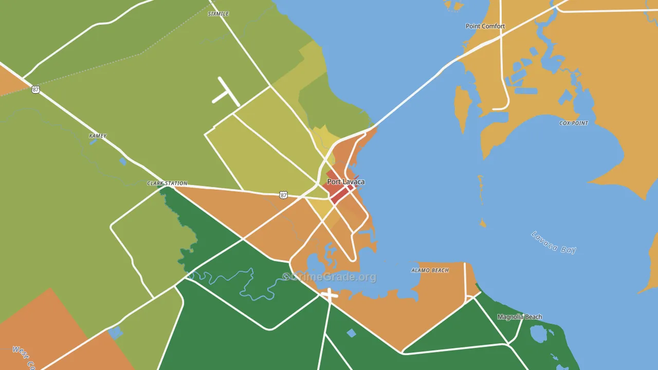 Port Lavaca, TX Map of Vandalism Rates