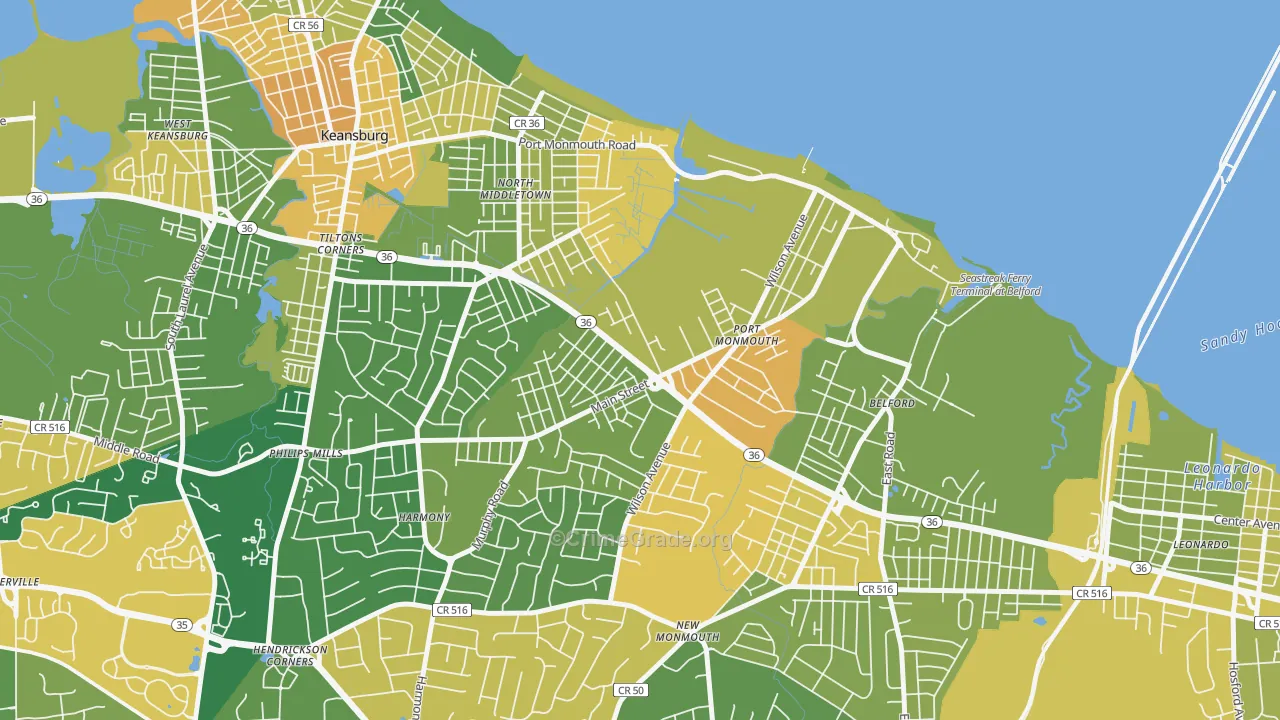 Port Monmouth, NJ Map of Vandalism Rates