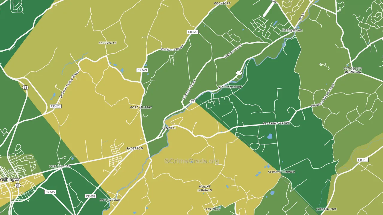 Port Murray, NJ Map of Vandalism Rates