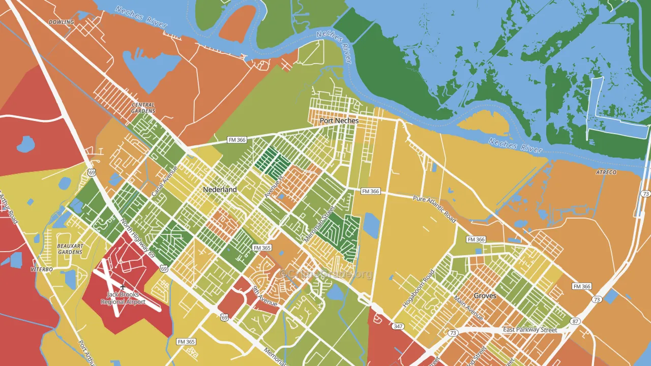 Port Neches, TX Map of Vandalism Rates