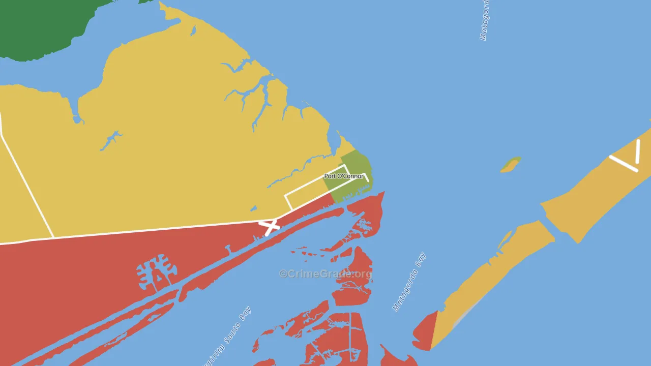 Port O'Connor, TX Map of Vandalism Rates
