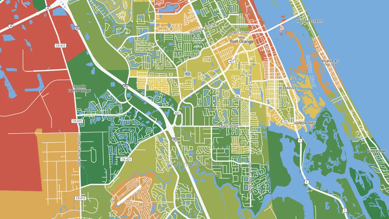 Port Orange, FL Map of Vandalism Rates