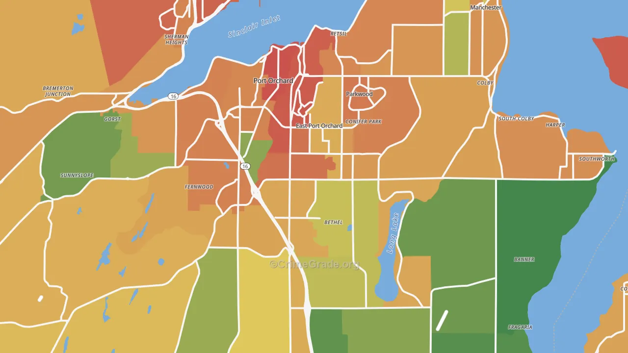 Port Orchard, WA Map of Vandalism Rates
