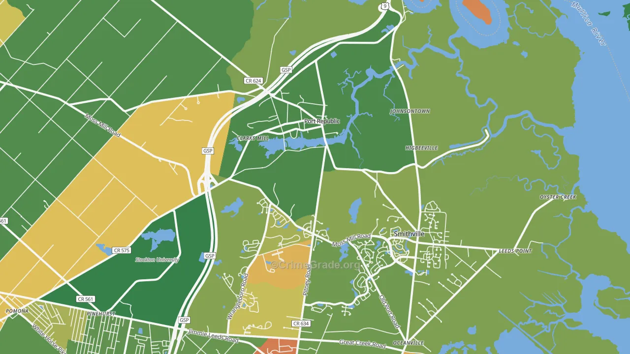 Port Republic, NJ Map of Vandalism Rates