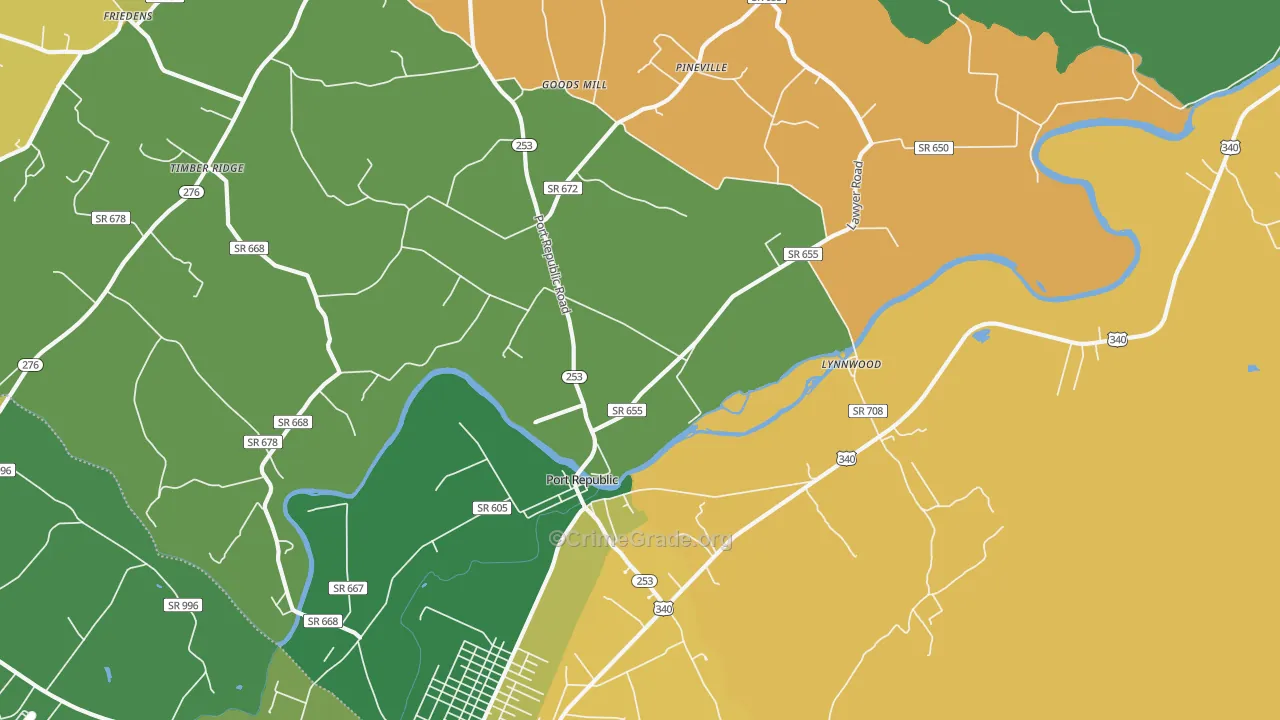 Port Republic, VA Map of Vandalism Rates