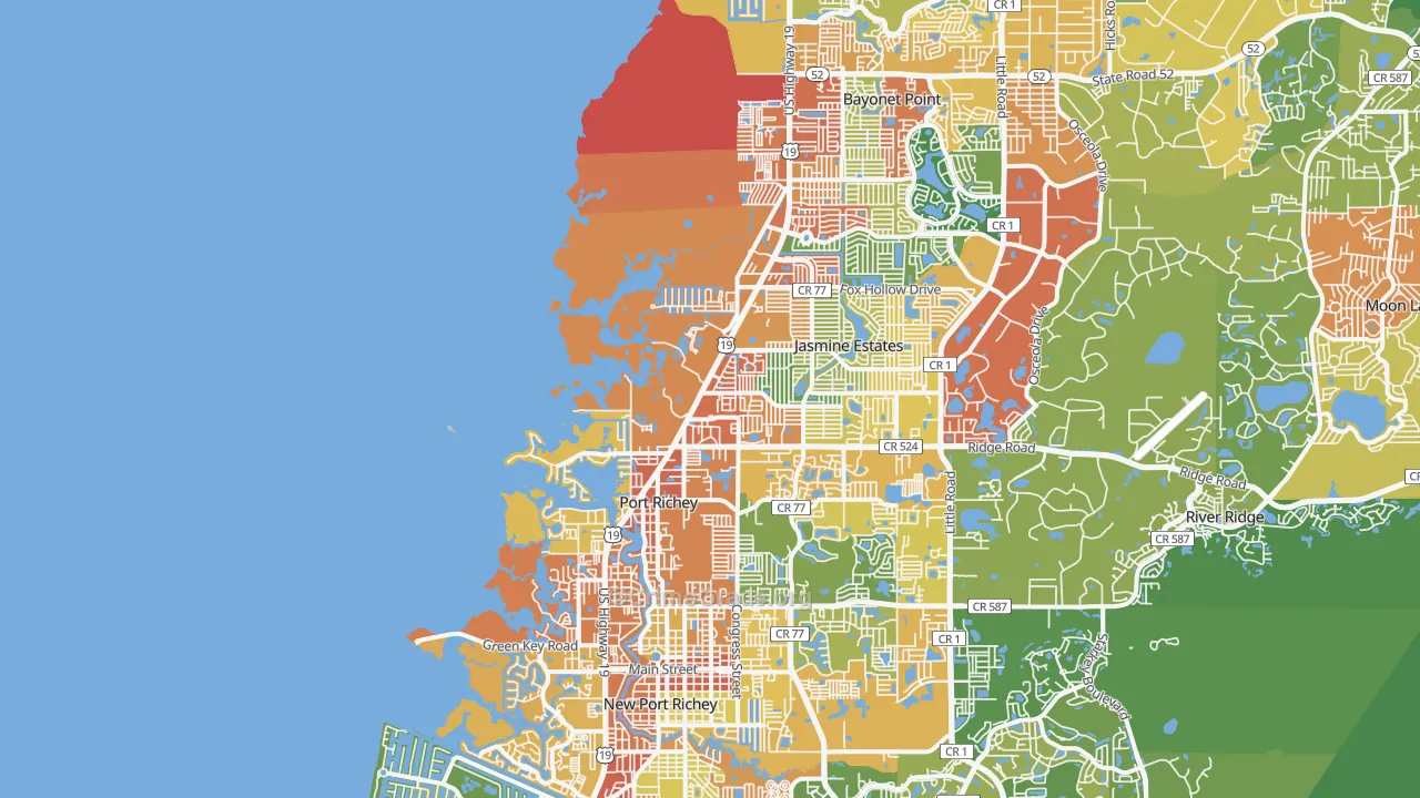 Port Richey, FL Map of Vandalism Rates