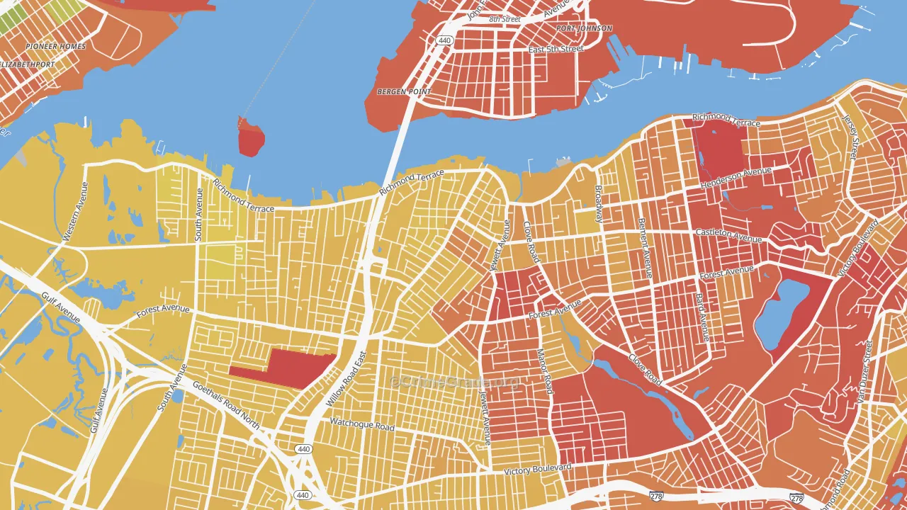 Port Richmond, Staten Island, NY Map of Vandalism Rates