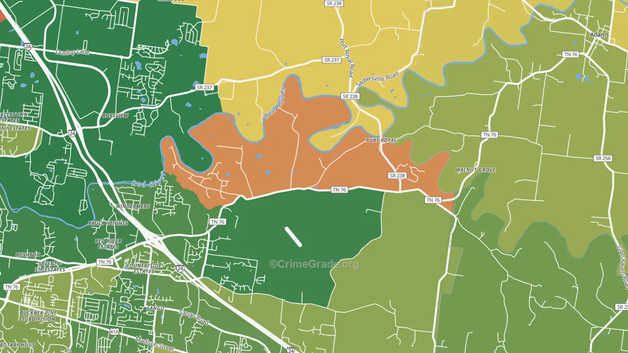 Port Royal, TN Map of Vandalism Rates