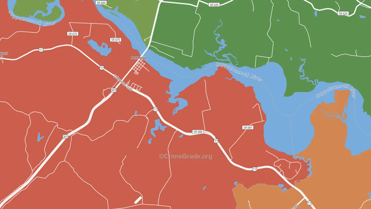 Port Royal, VA Map of Vandalism Rates