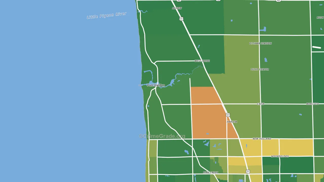 Port Sheldon, MI Map of Vandalism Rates